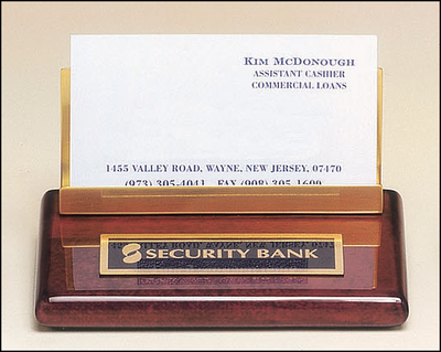 Business Card Holder in Rosewood Piano-Finish-Name Desk Block-Schoppy's Since 1921