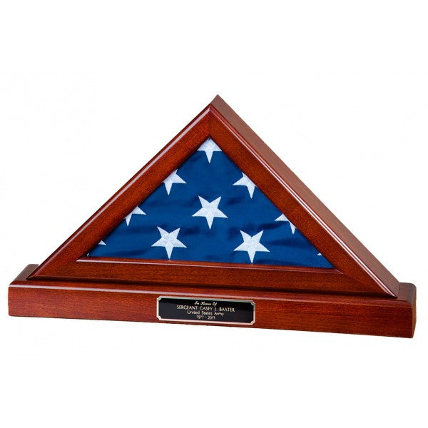 Beautiful Hand crafted Memorial Flag Display Box in Cherry, Walnut, Oak Finish, Smooth Black-Display Case-Schoppy&