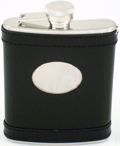 Black 6 oz Flask w/Eng Plate-Flask-Schoppy's Since 1921