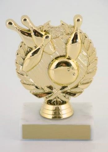 Bowling Wreath Trophy on Marble Base-Trophies-Schoppy's Since 1921
