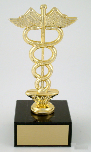 Caduceus Dye Cast Trophy on Genuine Marble Base-Trophies-Schoppy&