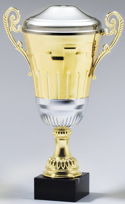 Classic Metal Gold Cup With Rectangle Pattern-Trophy-Schoppy's Since 1921