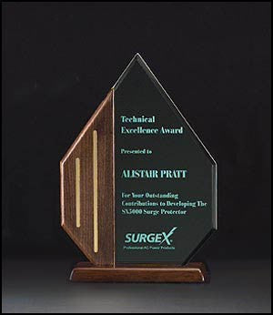 Acrylic Award - Jade Acrylic with Walnut Base-Plaque-Schoppy's Since 1921