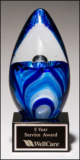 Art Glass Egg on Black Glass Base-Paperweight-Schoppy's Since 1921
