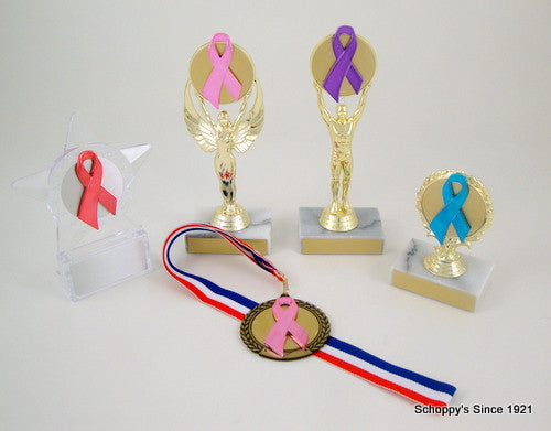 Awareness Ribbon Medal on Red, White, and Blue Neck Ribbon-Medals-Schoppy&