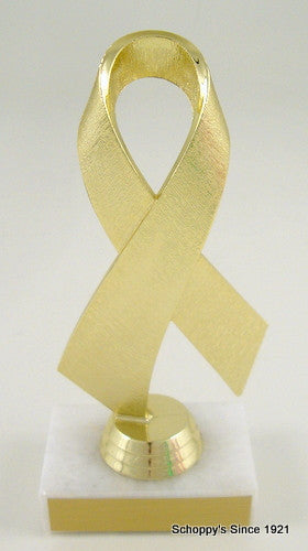 Awareness Ribbon on Genuine Marble and Wood Base Small-Trophies-Schoppy&
