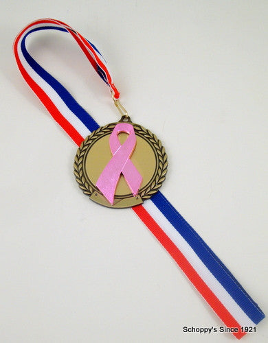 Awareness Ribbon Medal on Red, White, and Blue Neck Ribbon-Medals-Schoppy&