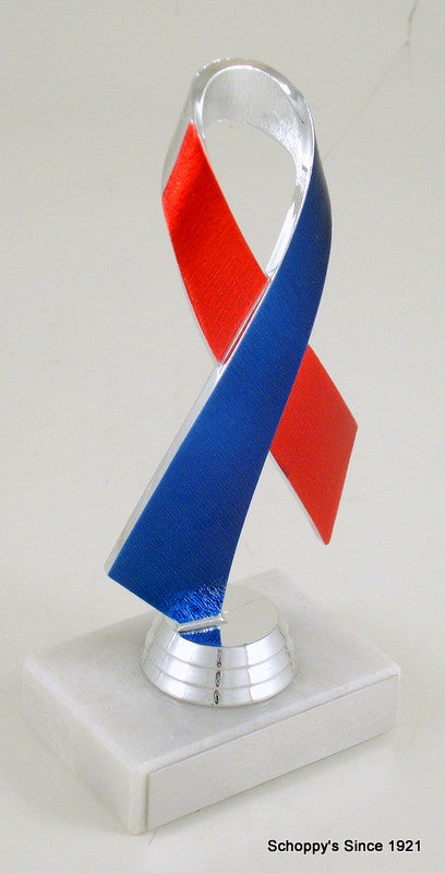 Awareness Ribbon on Genuine Marble and Wood Base Large-Trophies-Schoppy&