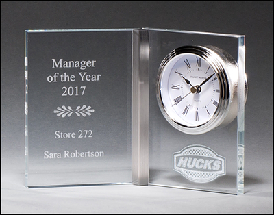 Clear Glass Book Silver Clock-Clock-Schoppy's Since 1921