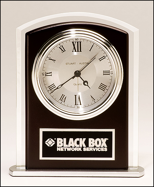 Beveled Glass Award with Wood Accents BC965-Clock-Schoppy&