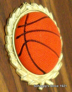 Basketball Wide Column Trophy with Relief Ball Logo-Trophies-Schoppy&