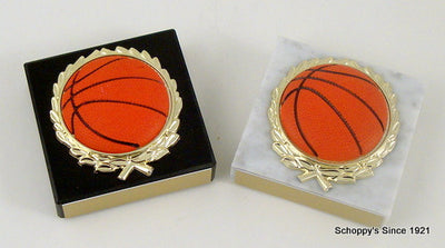 Basketball Paperweight with Relief Ball Logo - White-Paperweight-Schoppy's Since 1921