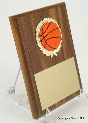 Basketball 5" x 7" Plaque with Relief Ball Logo-Plaque-Schoppy&