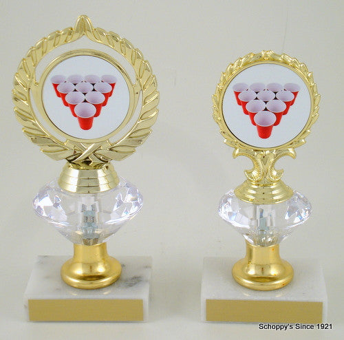 Beer Pong Rack Logo Diamond Riser Trophy Medium-Trophies-Schoppy&