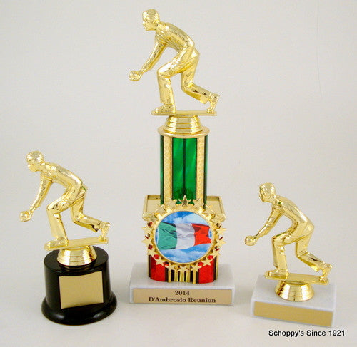 Bocce Trophy on Black Round Base-Trophies-Schoppy&