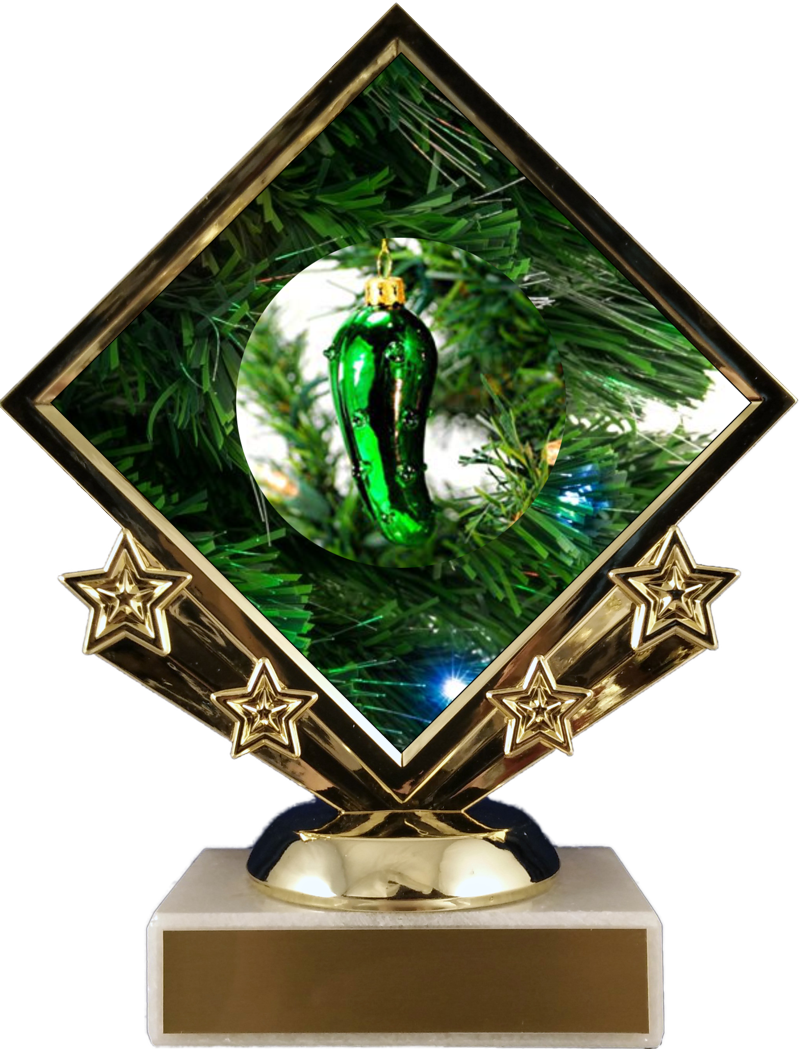 Diamond Star Christmas Pickle Logo Trophy-Trophy-Schoppy&