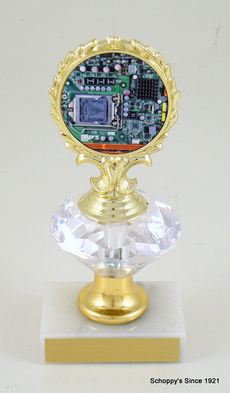 Computer Logo Trophy on Diamond Riser - Medium-Trophies-Schoppy&