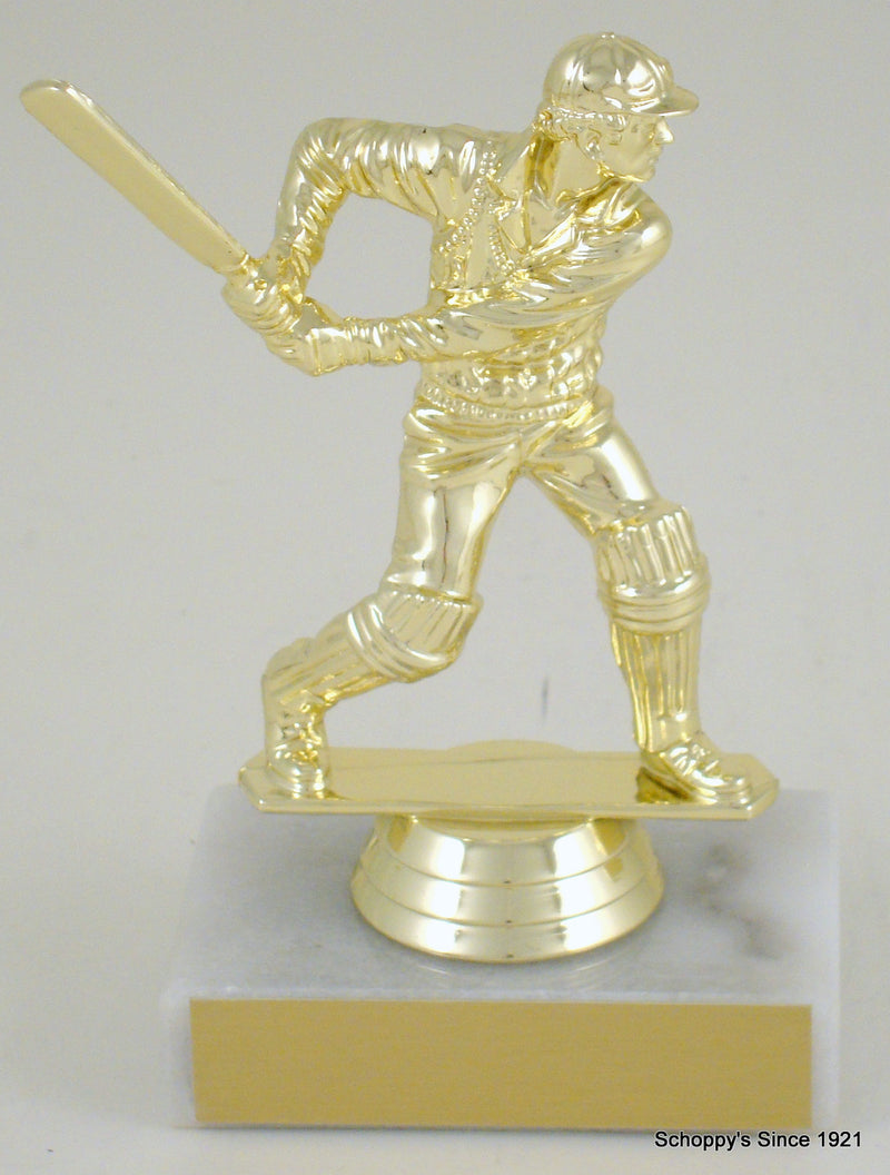 Cricket Player Trophy On Flat White Marble-Trophy-Schoppy&