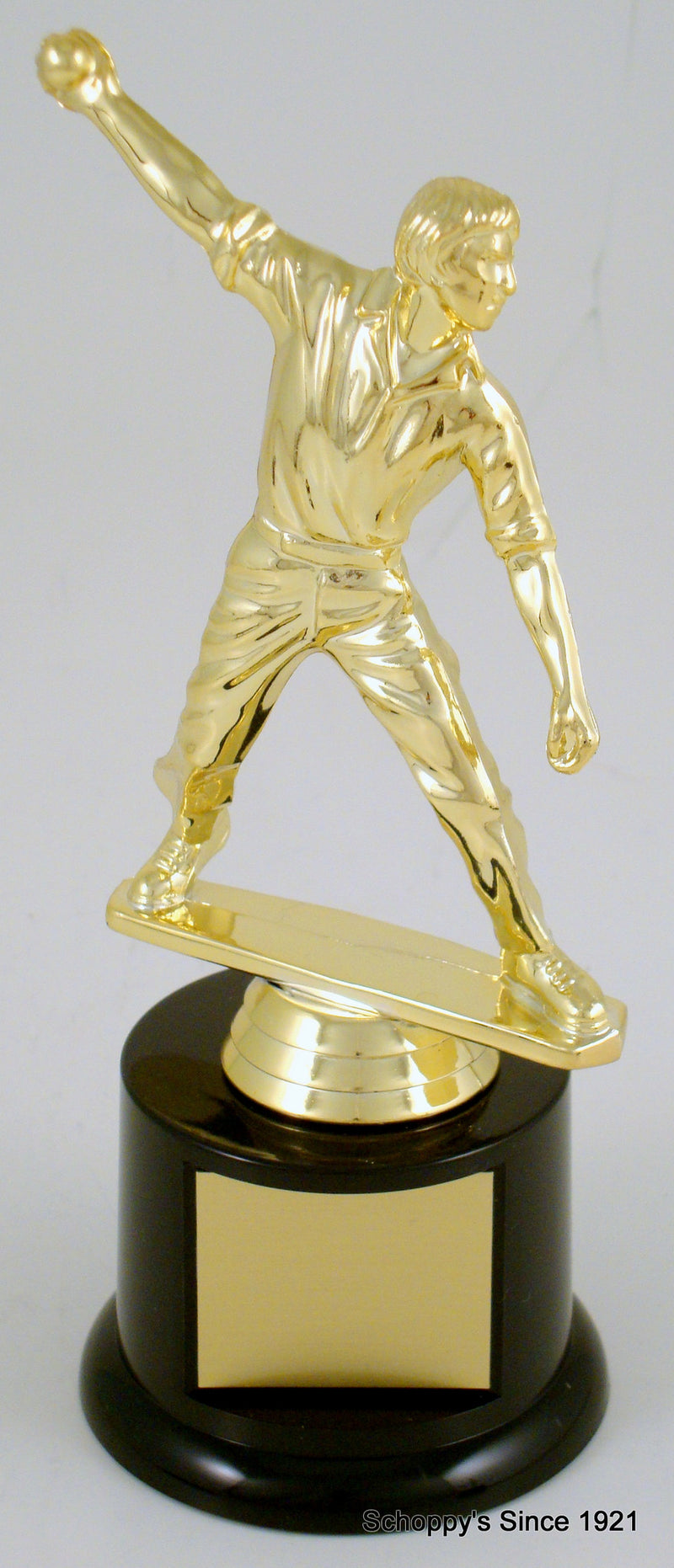 Cricket Player Trophy On Small Black Round Base-Trophy-Schoppy&