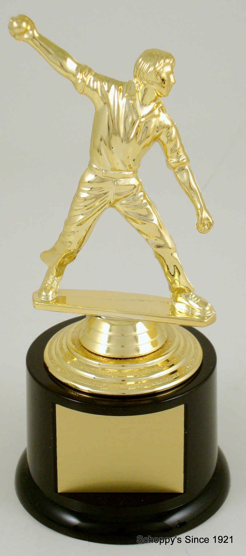 Cricket Player Trophy On Medium Black Round Base-Trophy-Schoppy&