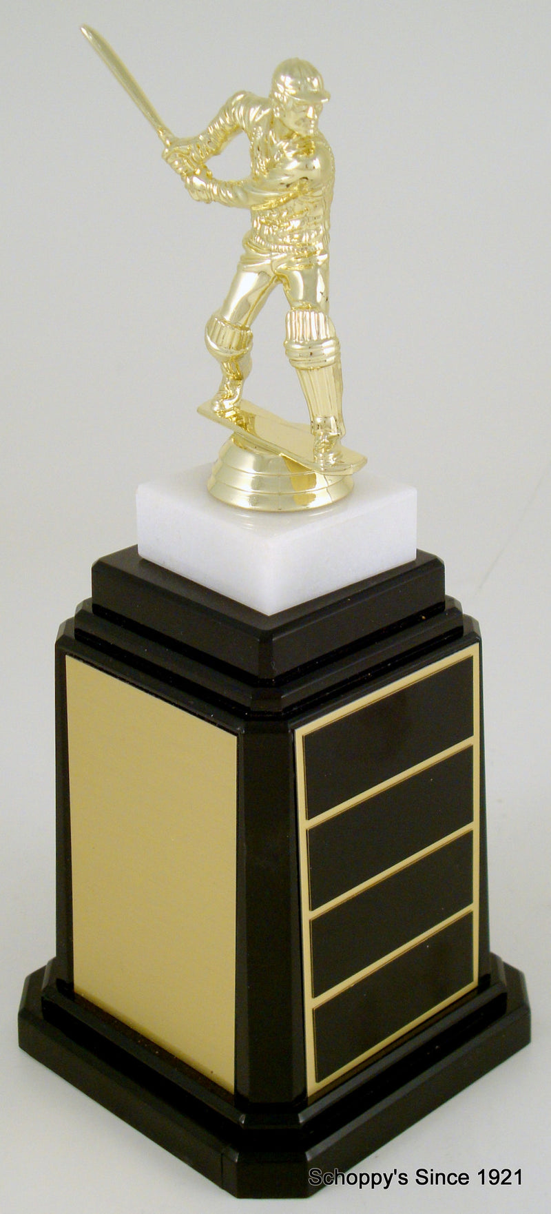 Cricket Player Trophy On Tower Base-Trophy-Schoppy&