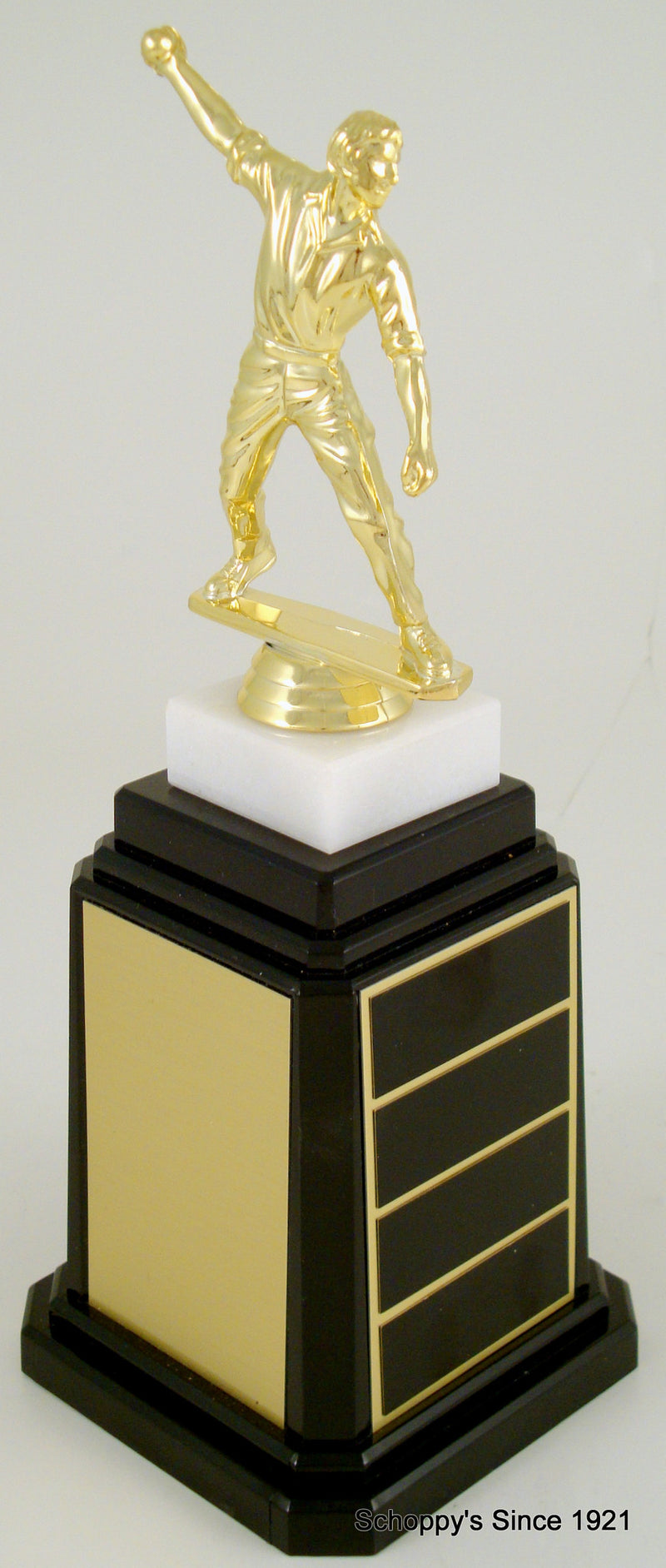 Cricket Player Trophy On Tower Base-Trophy-Schoppy&