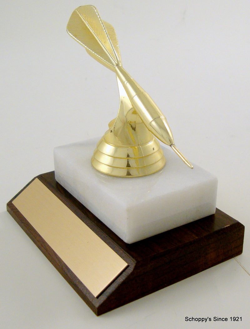 Dart Figure Trophy On Wood And Marble Base-Trophy-Schoppy&