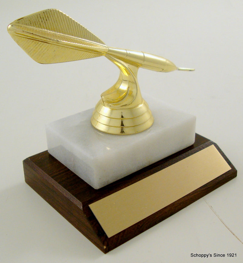 Dart Figure Trophy On Wood And Marble Base-Trophy-Schoppy&
