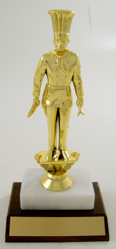 Chef Trophy Figure On Marble Base with Wood Slant-Trophies-Schoppy's Since 1921