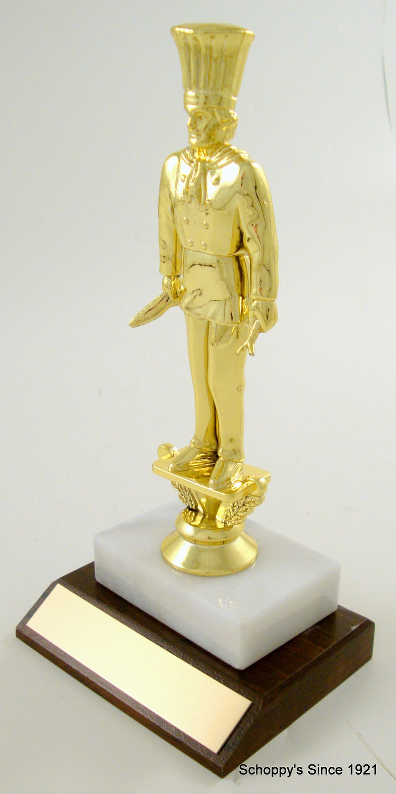 Chef Trophy Figure On Marble Base with Wood Slant-Trophies-Schoppy&