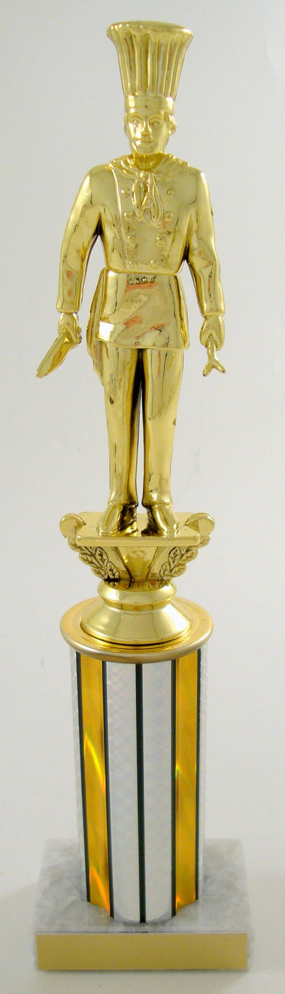 Chef Trophy Figure on On Round Column With White Marble base-Trophies-Schoppy's Since 1921