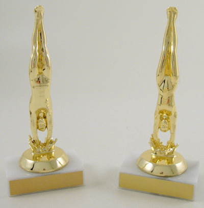 Diver Figure Trophy on White Marble Base-Trophies-Schoppy's Since 1921