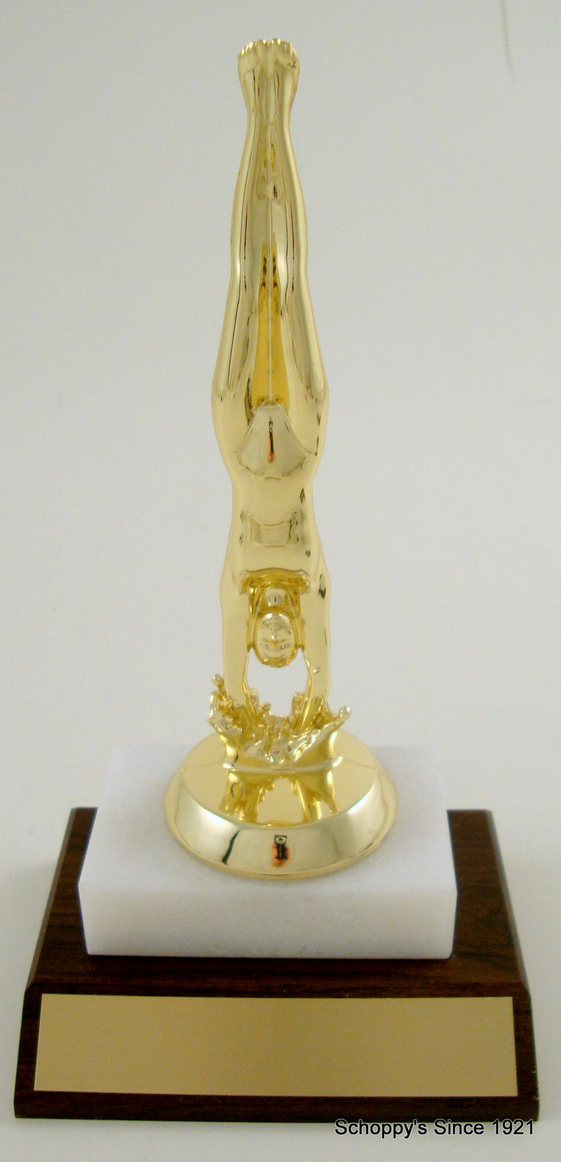 Diver Figure Trophy On Marble Base With Wood Slant-Trophies-Schoppy&