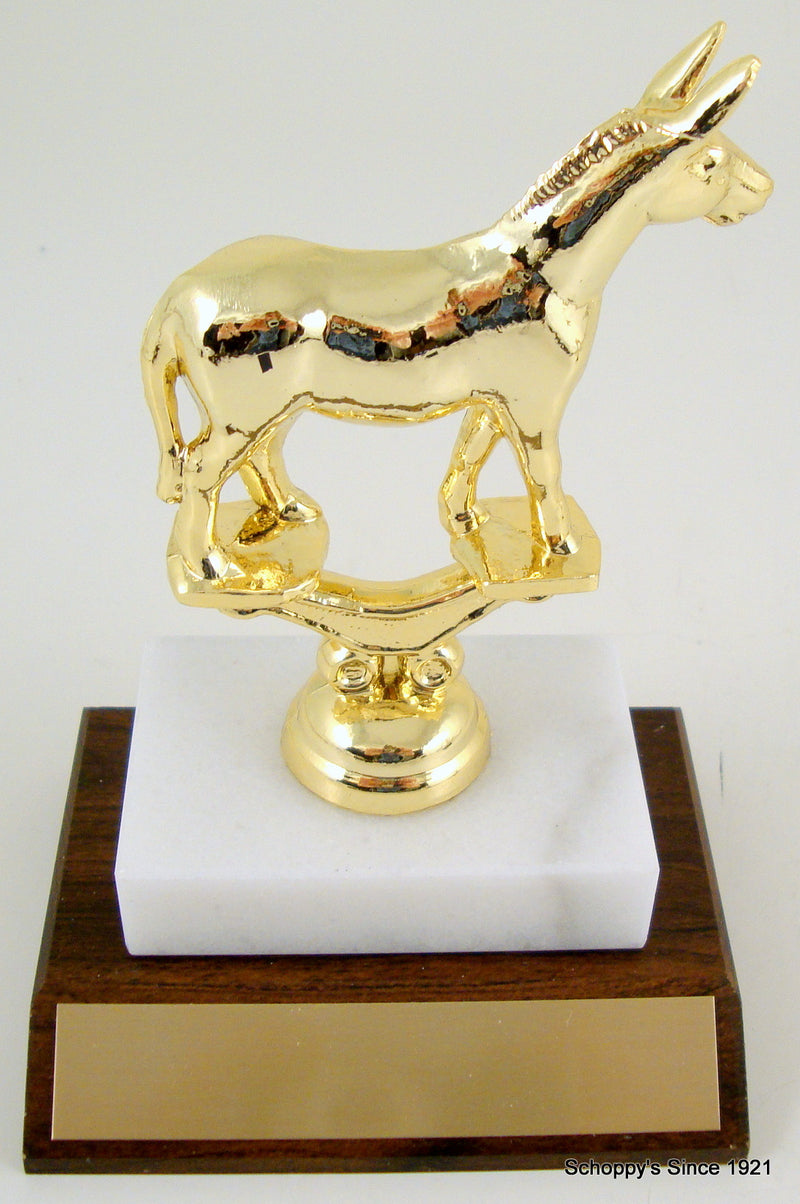Metal Political Animal Trophy On Wood And Marble Base-Trophies-Schoppy&