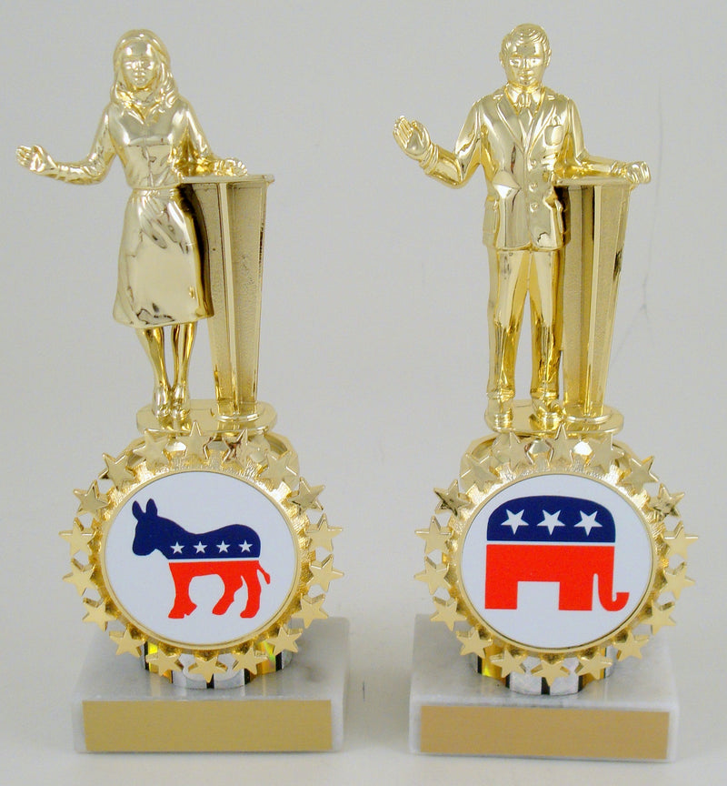 Political Figure Trophy on Round Column with Logo-Trophy-Schoppy&
