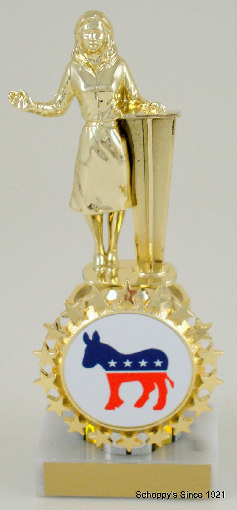 Political Figure Trophy on Round Column with Logo-Trophy-Schoppy&