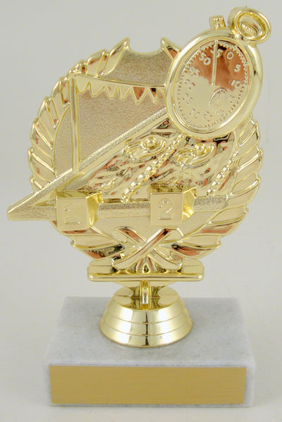 Swimmer Wreath Trophy on White Marble Base-Trophies-Schoppy's Since 1921