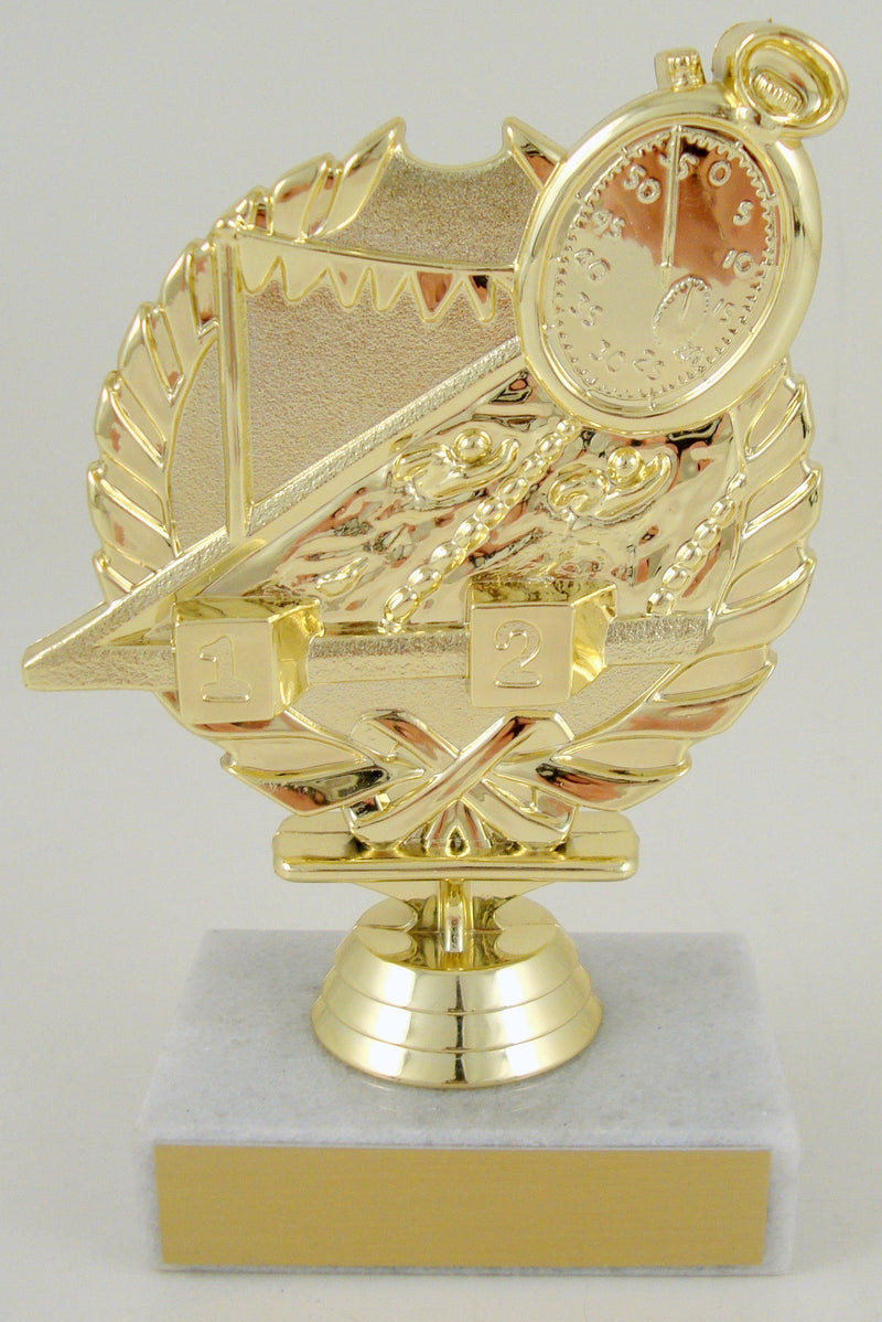 Swimmer Wreath Trophy on White Marble Base-Trophies-Schoppy&