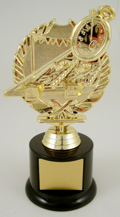Swimmer Wreath Trophy On Black Round Base-Trophies-Schoppy's Since 1921