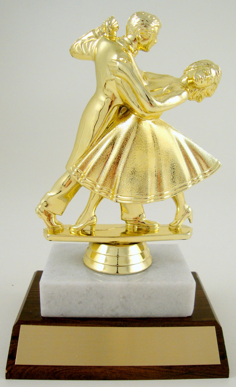 Dance Couple Trophy On White Marble and Wood Base-Trophies-Schoppy&