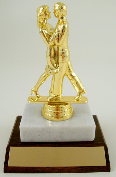 Couples Modern Dance Trophy on Wood and Marble Base-Trophies-Schoppy's Since 1921