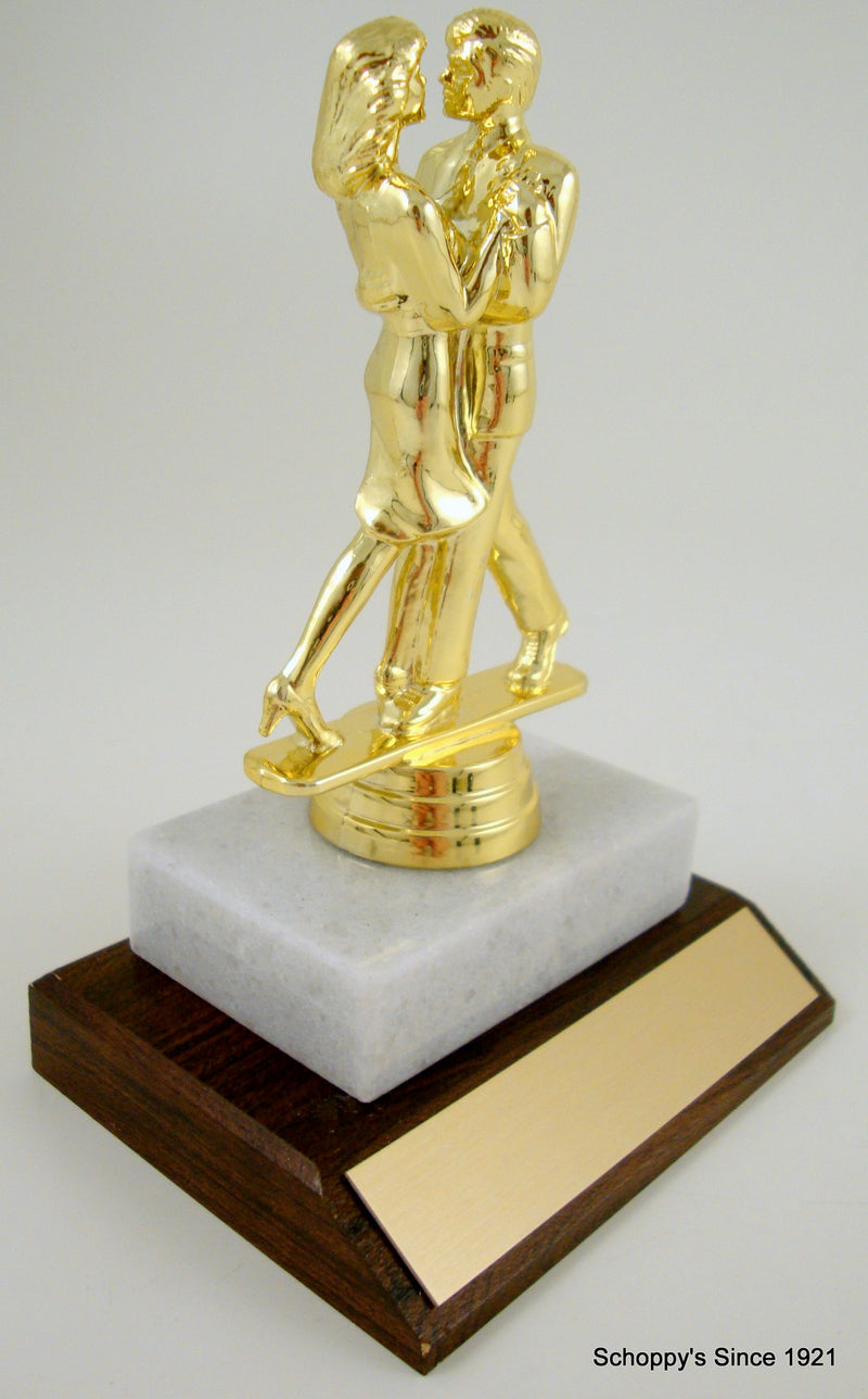 Couples Modern Dance Trophy on Wood and Marble Base-Trophies-Schoppy&