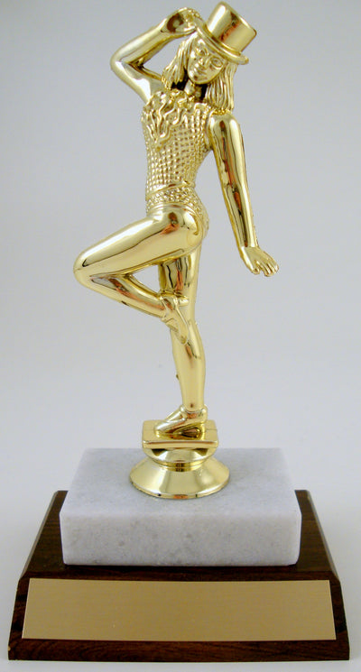 Jazz Dancer Trophy On White Marble and Wood Base-Trophies-Schoppy's Since 1921