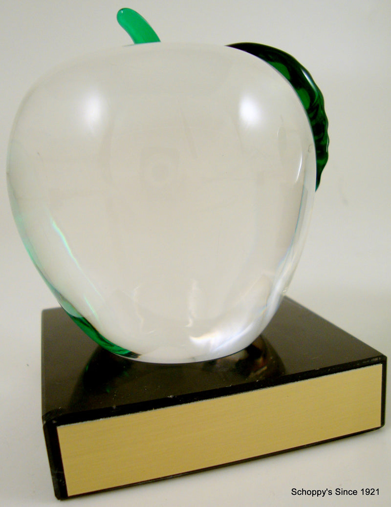 Clear Glass Apple on Thin Black Marble Base-Gift-Schoppy&