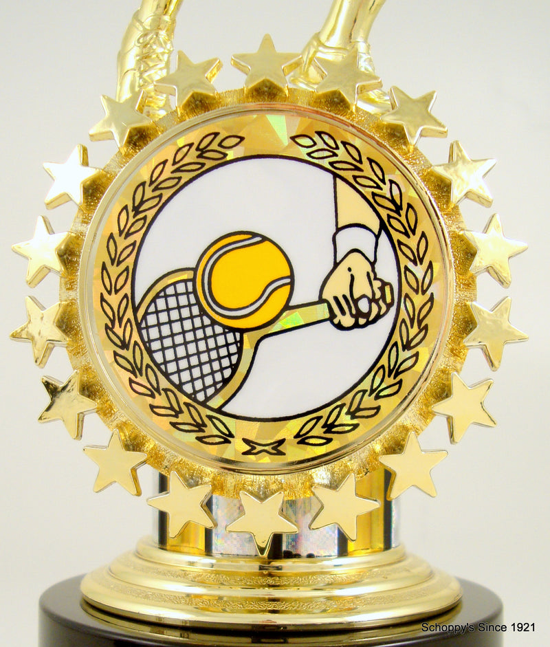 Tennis Jumbo Trophy With Logo On Black Round Base-Trophy-Schoppy&