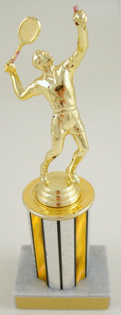 Tennis Trophy With Round Column on Marble Base-Trophies-Schoppy's Since 1921