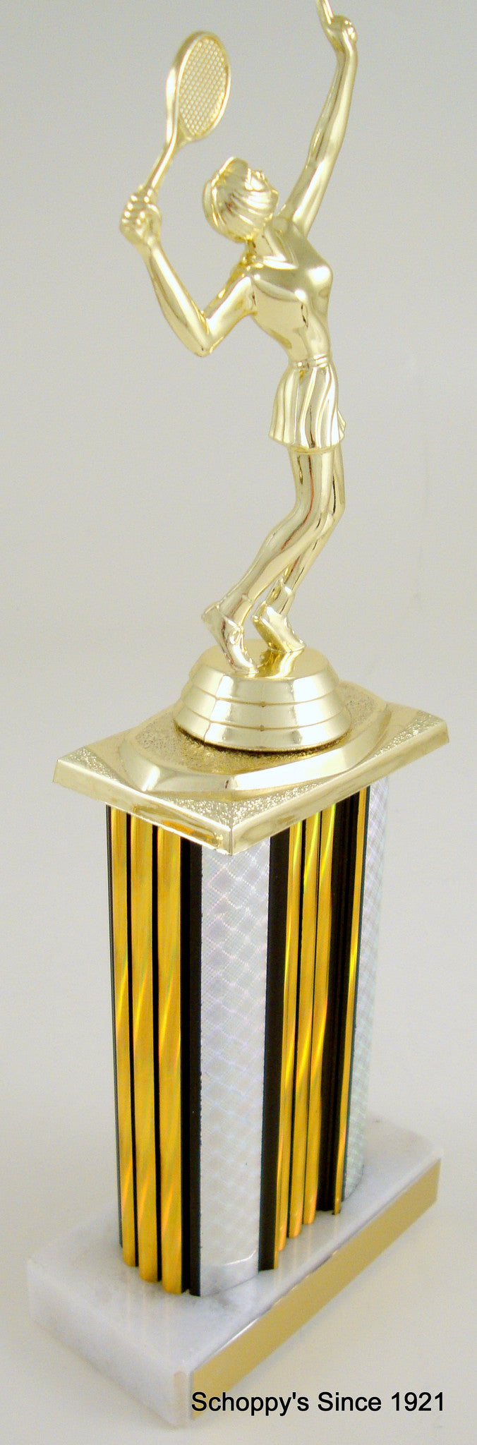 Tennis Trophy With Rectangle Column on Marble Base-Trophies-Schoppy&