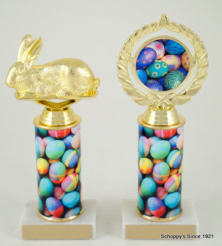 Bunny Trophy with Easter Egg Custom Round Column-Trophies-Schoppy&