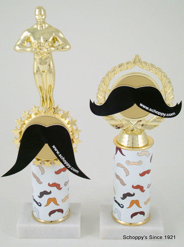 Mustache Achievement Trophy on Original Metal Roll Column-Trophies-Schoppy&