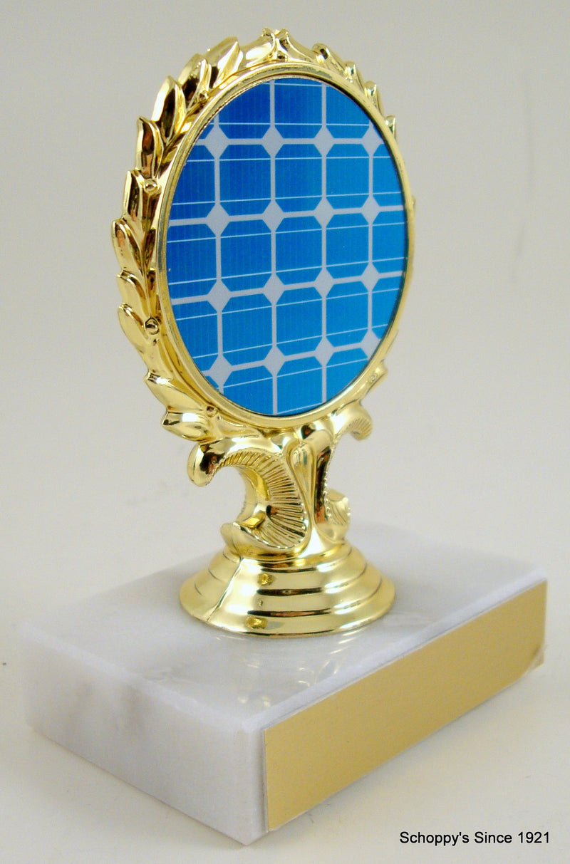 Solar Panel Logo Trophy On Flat White Marble-Trophy-Schoppy&